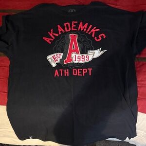 Akademiks Black Tee with Red and White Accents